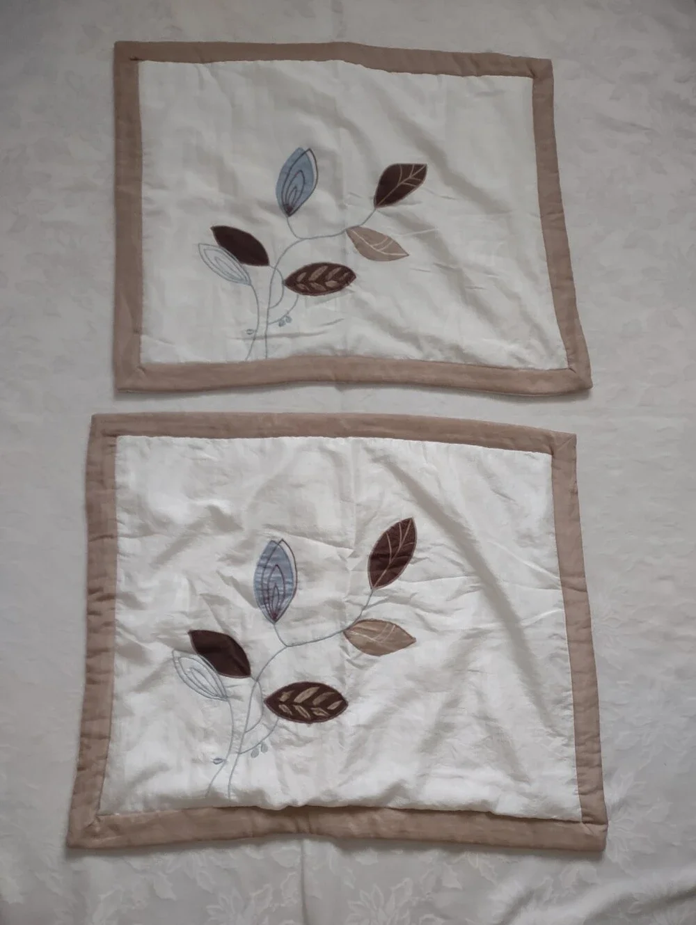 Embroidered Leaves Pillow Shams With Flange